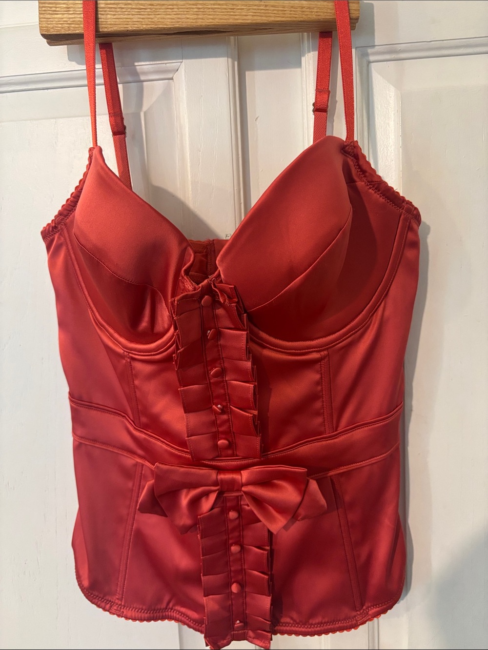 34C Victoria's Secret Deep Coral Satin Bustier Corset Top - Women Intimates
